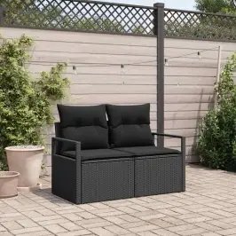 Dārza Dīvāns Ar Spilvenu Melna 120 X 62 X 69Cm Poliratāns Vidaxl