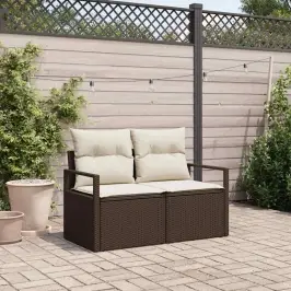 Dārza Dīvāns Ar Spilvenu Brūna 120 X 62 X 69Cm Poliratāns Vidaxl