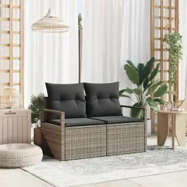 Dārza Dīvāns Ar Spilvenu Pelēka 120 X 62 X 69Cm Poliratāns Vidaxl