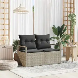 Dārza Dīvāns Ar Spilvenu Pelēka 120 X 62 X 69Cm Poliratāns Vidaxl