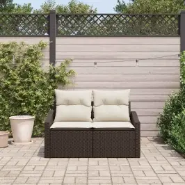 Dārza Dīvāns Ar Spilvenu Brūna 123 X 62 X 69Cm Poliratāns Vidaxl