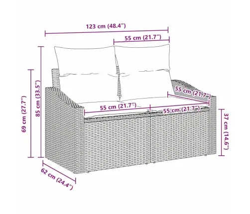 Sodo Sofa Su Pagalve Juoda 123 X 62 X 69Cm Poliratanas Sodo Sofa Su Pagalve Juoda 123 X 62 X 69Cm Poliratanas