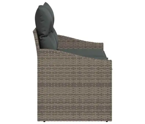 2-Sēdvietu Dārzā Dīvāns Ar Uzglabāšanu Un Spilveniem Pelēkā Poliratanā Vidaxl