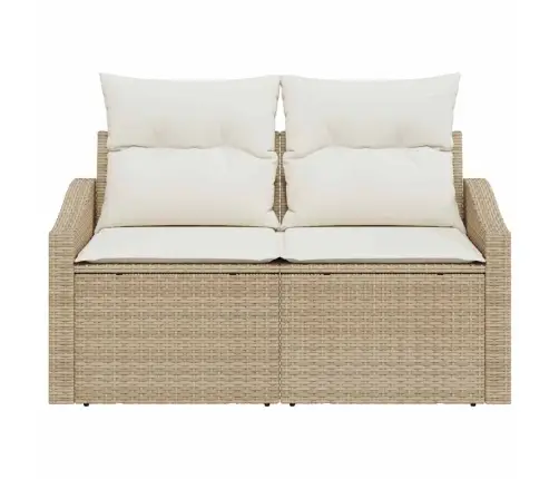 2-Sēdvietu Dārzā Dīvāns Ar Uzglabāšanu Un Spilveniem, Bēšs, Poliratan Vidaxl