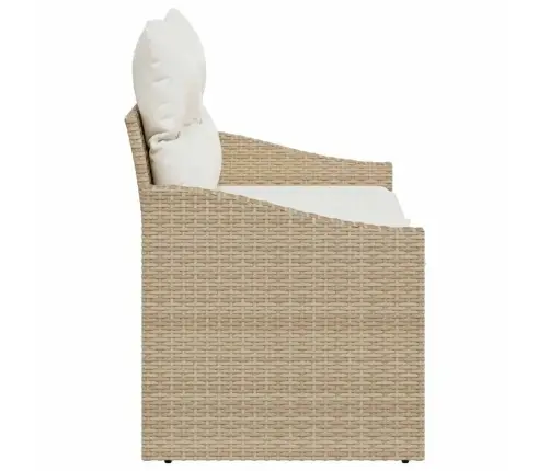 2-Sēdvietu Dārzā Dīvāns Ar Uzglabāšanu Un Spilveniem, Bēšs, Poliratan Vidaxl