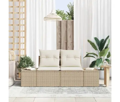 2-Vietīgs Dārza Dīvāns Ar Spilveniem Bēšs Poliratanas Vidaxl