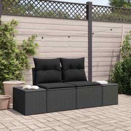 Sodo Sofa Su Pagalve Juoda 123 X 62 X 69Cm Poliratanas