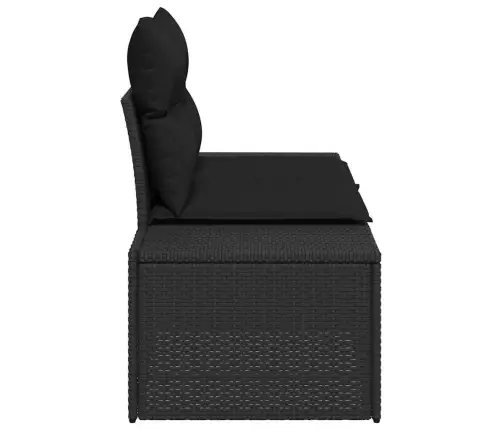 2-Sēdvietu Dārza Dīvāns Ar Spilveniem Melns Polietilēna Rotangpalma Vidaxl