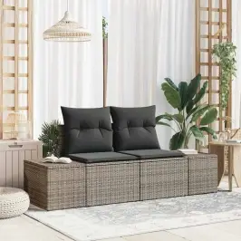 Dārza Dīvāns Pelēka 123 X 62 X 69Cm Poliratāns Vidaxl