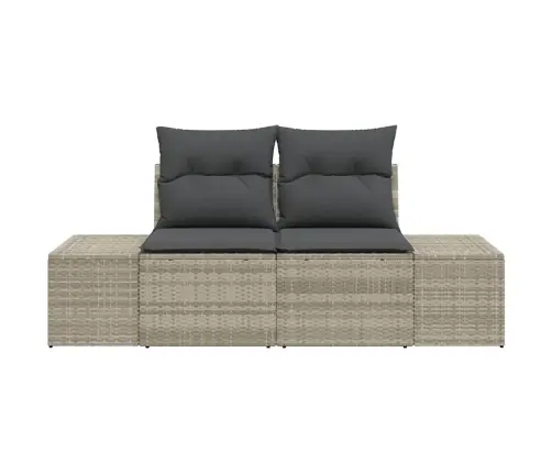 2-Sēdošs Dārza Dīvāns Ar Uzglabāšanu Un Spilveniem Gaiša Poli Strūkla Vidaxl