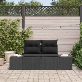 Dārza Dīvāns Ar Spilvenu Melna 123 X 62 X 69Cm Poliratāns Vidaxl