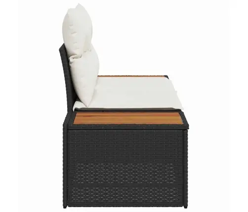 2-Vietīgs Dārza Dīvāns Ar Spilveniem Melnā Polietilēna Rotangpalmas Vidaxl