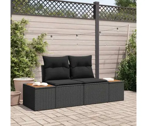 2-Vietīgs Dārza Dīvāns Ar Spilveniem Melnā Poliratanā Vidaxl