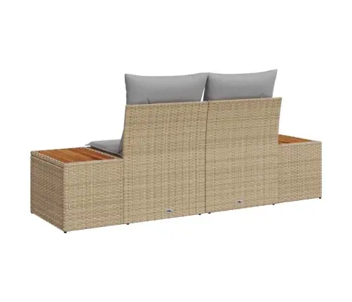 2-Vietīgs Dārzs Dīvāns Ar Spilveniem Bēšs Polietilēna Rotangpalma Vidaxl