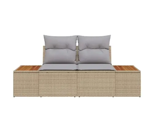 2-Vietīgs Dārzs Dīvāns Ar Spilveniem Bēšs Polietilēna Rotangpalma Vidaxl