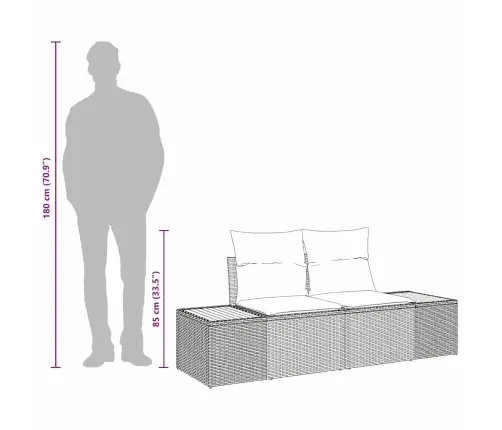 Aia Diivan Must 184 X 62 X 85Cm Polürotang
