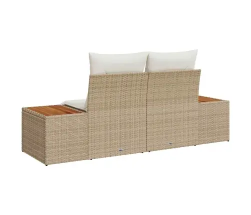 2-Vietīgs Dārza Dīvāns Ar Uzglabāšanu Un Spilveniem Bēšā Poliratanā Vidaxl