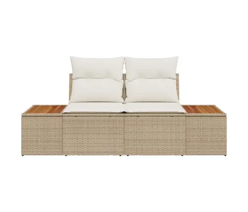 2-Vietīgs Dārza Dīvāns Ar Uzglabāšanu Un Spilveniem Bēšā Poliratanā Vidaxl