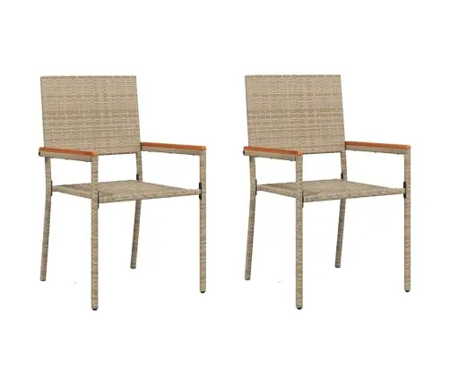 Saliekamie Dārza Krēsli - 2 Komplekts Bēšā Polietilēna Rotangpalmas Krāsā Vidaxl