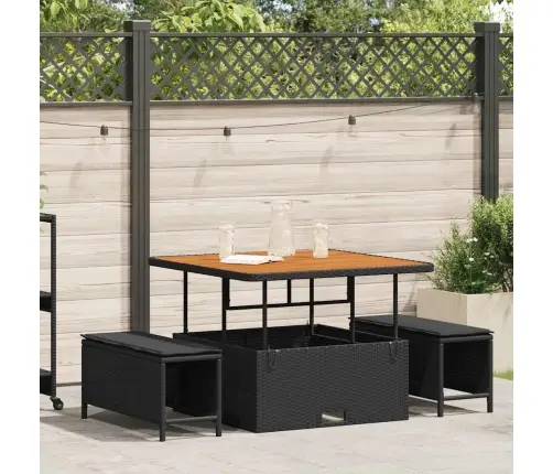 Sodo Valgomojo Komplektas Juoda Poliratanas