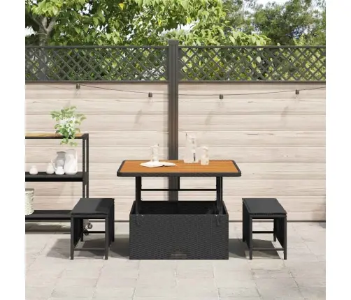 Sodo Valgomojo Komplektas Juoda Poliratanas