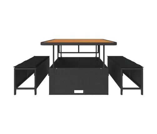 Sodo Valgomojo Komplektas Juoda Poliratanas