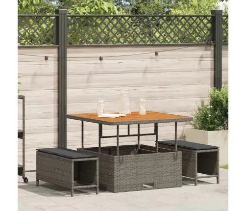 Sodo Valgomojo Komplektas Pilka Poli Ratanas