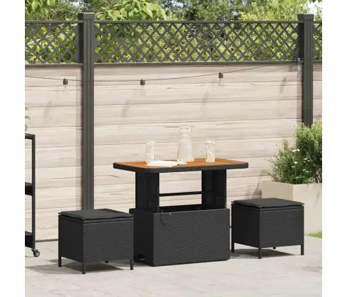 Sodo Valgomojo Komplektas Juoda Poliratanas