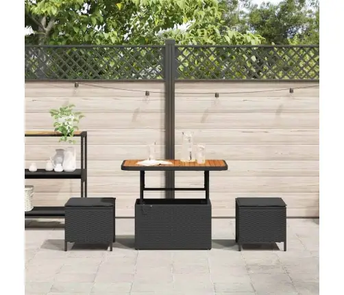 Sodo Valgomojo Komplektas Juoda Poliratanas