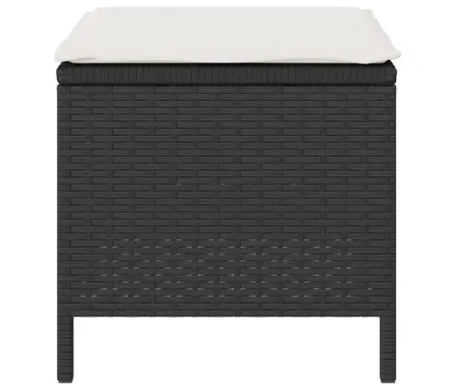 4 Daļu Dārza Ēdamgalds Komplekts Ar Spilveniem Melnā Poliratāna Un Akācijas Koka Vidaxl