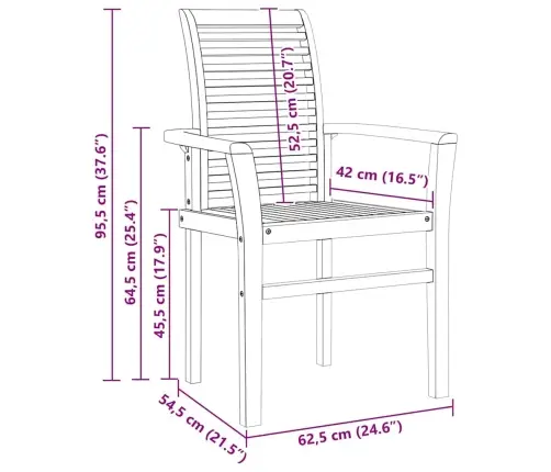 Saliekams Dārza Krēsls 4 Gab. Ciets Koks Tīkkoks Vidaxl