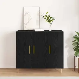 Puse Melns Ozols 90 X 34 X 80 Cm Inženierijas Koks Vidaxl