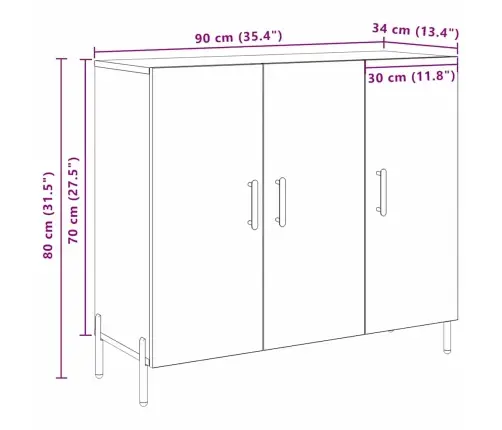 Kõide Must Tamm 90 X 34 X 80 Cm Tehispuit