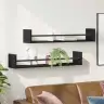 Sienas Plaukti 2 Gabali Melns Ozols 80X16X14 Cm Inženierijas Koks Vidaxl