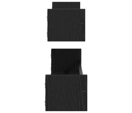 Sienas Plaukti 2 Gabali Melns Ozols 80X16X14 Cm Inženierijas Koks Vidaxl
