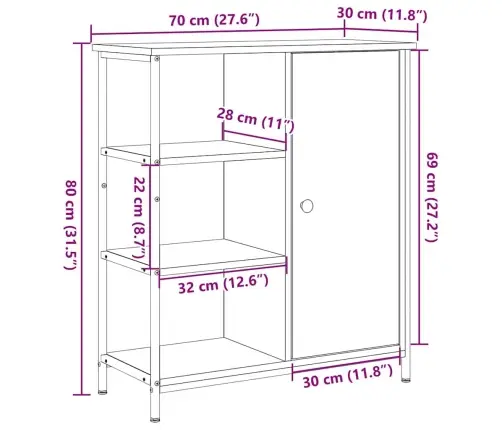 Sekretārs Vecs Koks 70X30X80 Cm Inženiertehniskā Koka Vidaxl