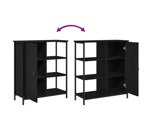 Sānus Skapis Melns Ozols 70X30X80 Cm Inženierijas Koks Vidaxl