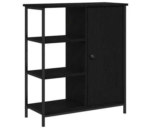 Sānus Skapis Melns Ozols 70X30X80 Cm Inženierijas Koks Vidaxl