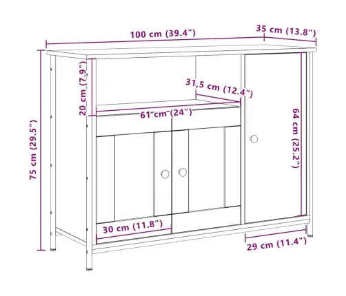 Kõide Käsitöötamm 100 X 35 X 75 Cm Tehispuit