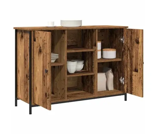 Blakus Galds Vecs Koks 100X35X70 Cm Inženierijas Koks Un Tērauds Vidaxl