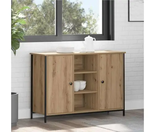Blakus Galds Artisan Ozols 100X35X70 Cm Inženierijas Koks Un Tērauds Vidaxl