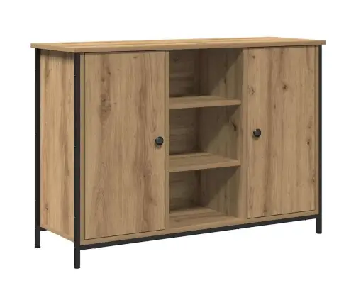 Blakus Galds Artisan Ozols 100X35X70 Cm Inženierijas Koks Un Tērauds Vidaxl