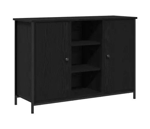 Bufete Melnais Ozols 100X35X70 Cm Inženierijas Koks Un Tērauds Vidaxl