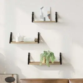 Sieninių Lentynų Komplektas Su Lentyna 3 Pcs Artisano Ąžuolo