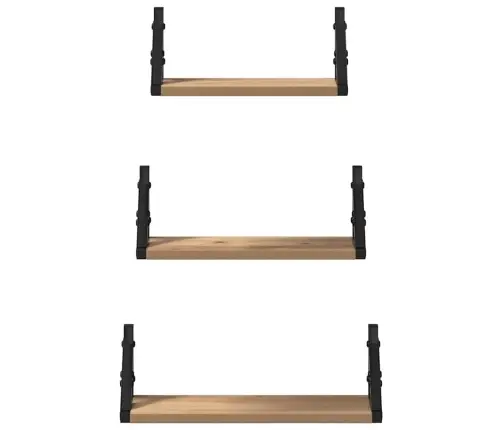 3 Daļu Sienas Plauktu Komplekts Dūmu Ozola Inženierijas Koks Vidaxl