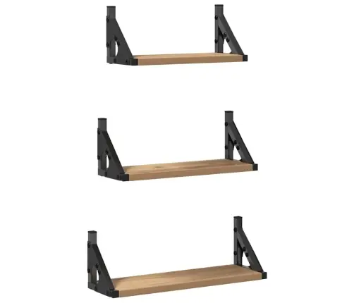 3 Daļu Sienas Plauktu Komplekts Dūmu Ozola Inženierijas Koks Vidaxl