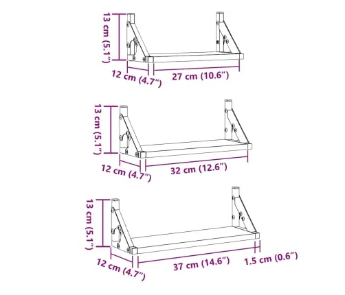3 Daļu Sienas Plauktu Komplekts Dūmu Ozola Inženierijas Koks Vidaxl