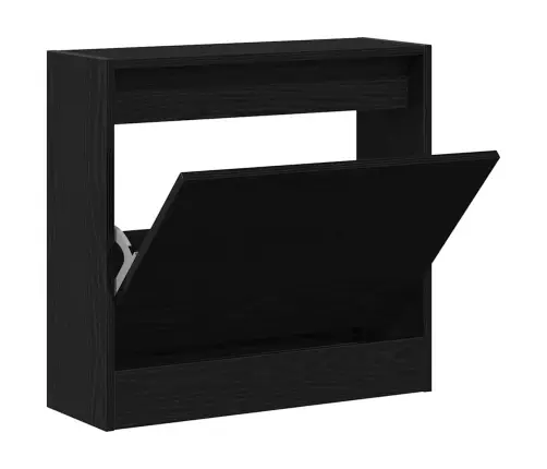 Apavu Skapis Melnā Ozolā 60X21X57 Cm Inženierijas Koks Vidaxl