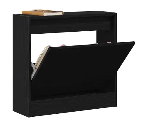 Apavu Skapis Melnā Ozolā 60X21X57 Cm Inženierijas Koks Vidaxl