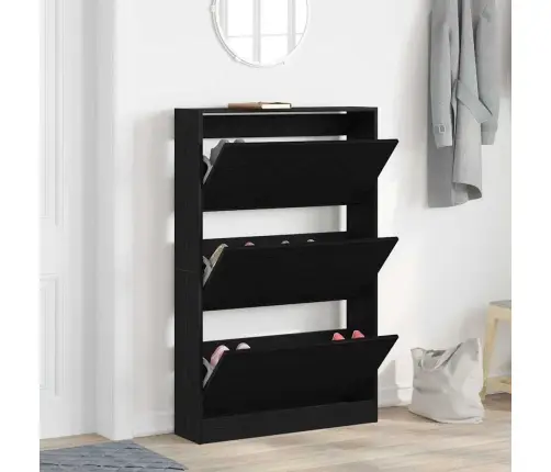 Kinga Kapp Riiuliga Must Tamm 80 X 21 X 125,5 Cm Tehispuit